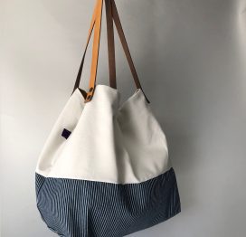Handmade womans Reversible bag "Black & White' (Eco Leather)